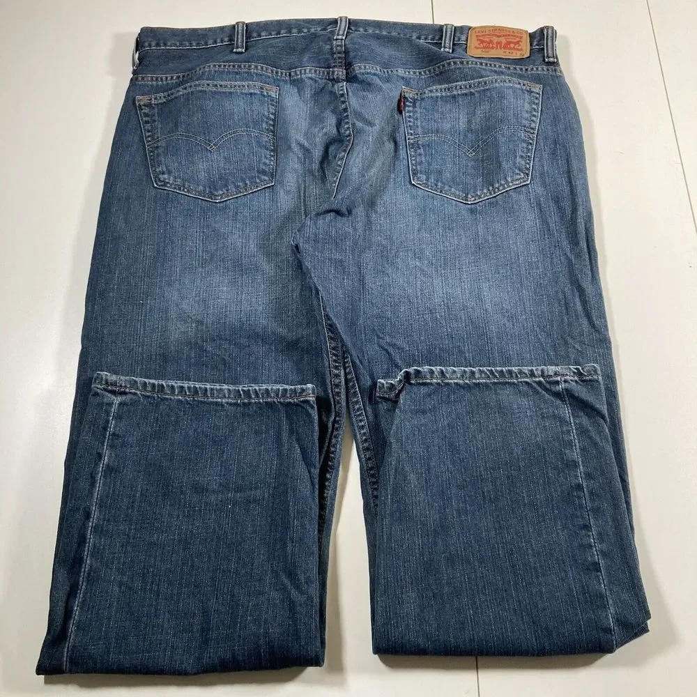 Levi's 569 Jeans 44x30 Dark Wash Loose Fit Straight Leg Whiskers Fade (42x32)‎